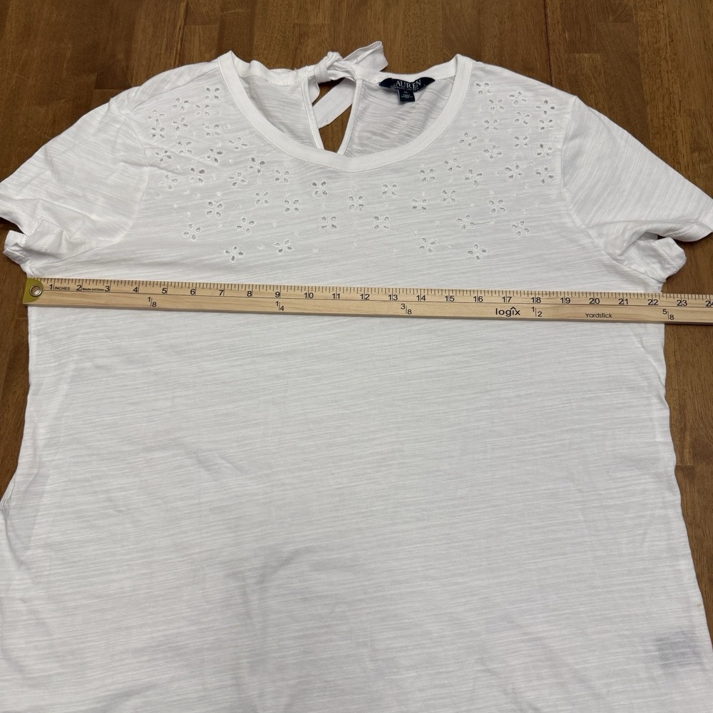 Lauren Ralph Lauren White Eyelet Short Sleeve Top - Picture 5 of 9